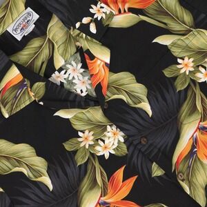 Pacific Legend Shirt Mens Large Black Hawaiian Aloha Floral Cotton Camp USA